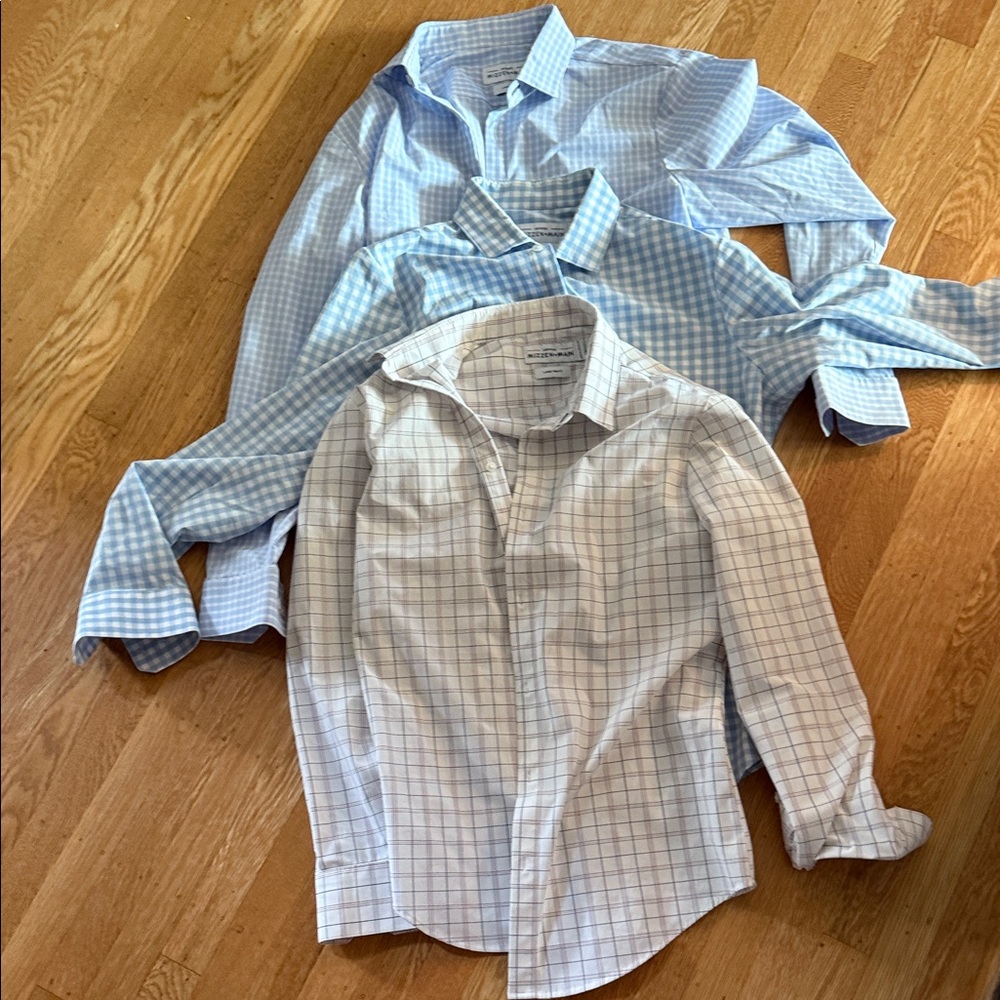 3 shirt bundle Miizen Main Blue and White Checkered Button-Up Shirts